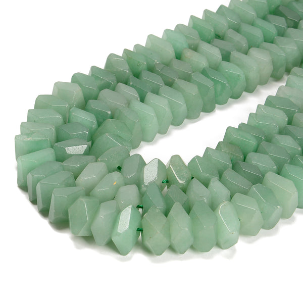 Green Aventurine Center Drill Hard Cut Faceted Square Beads 8x12mm 15.5'' Strd