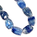Cloudy Blue Quartz Faceted Twist Freeform Slice Beads Size 30x40mm 15.5'' Strand