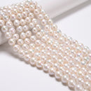 Fresh Water Pearl White Potato Button Beads Size 9-11mm 15" Strand