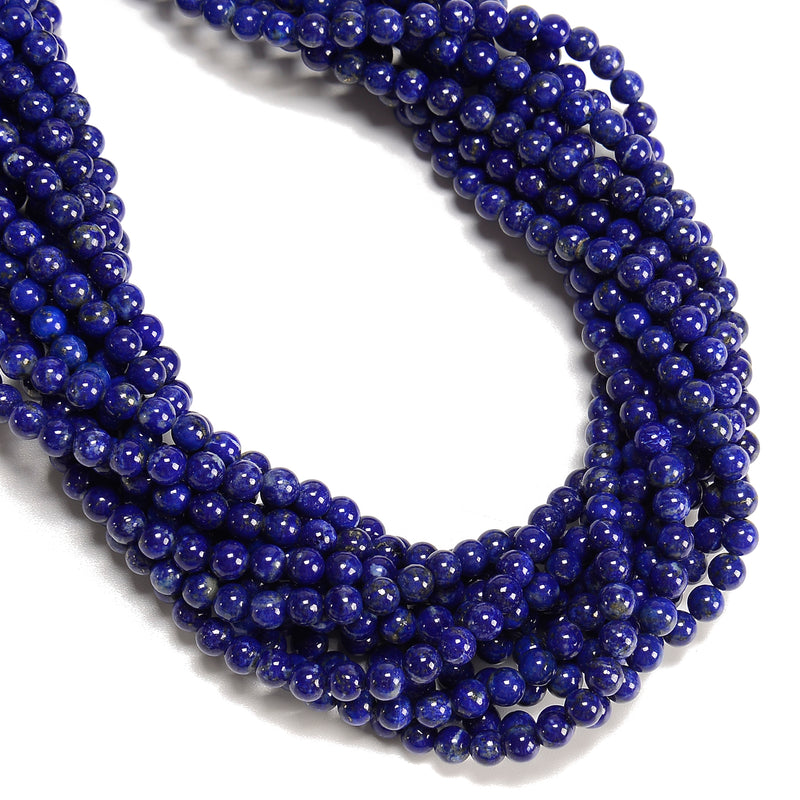 Natural Lapis Lazuli Smooth Round Beads Size 4mm 5mm 15.5" Strand