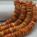 Natural Graduated Spiny Oyster Smooth Rondelle Disc Beads Size 8-18mm 16" Strand