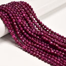 Natural Ruby Faceted Round Beads Size 5mm 6mm 15.5" Strand