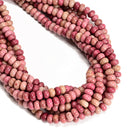 Natural Pink Petrified Rhodonite Smooth Rondelle Beads Size 5x8mm 15.5'' Strand