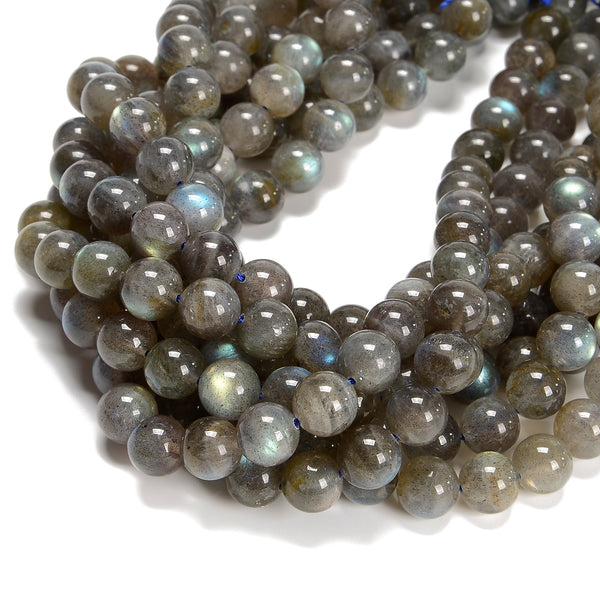 Natural Yellow Gray Labradorite Smooth Round Beads Size 6mm 8mm 10mm 15.5'' Strd