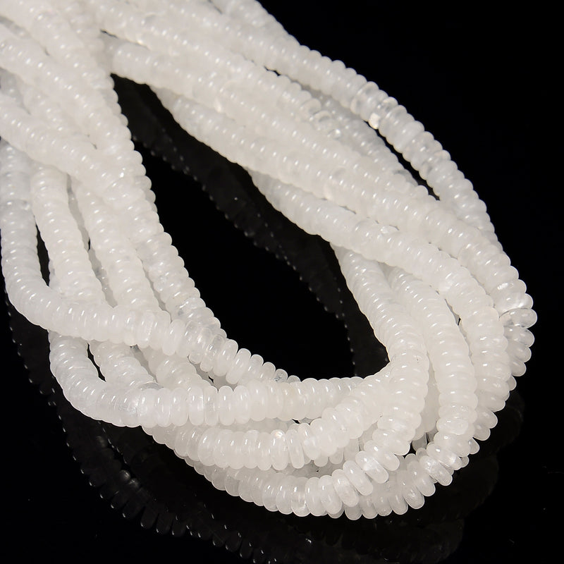 Natural Milky Quartz Smooth Rondelle Beads Size 2x6mm 15.5'' Strand