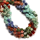 07 Gradient Multi-color Gemstone Smooth Cube Shape Beads Size 8-9mm 15.5" Strand