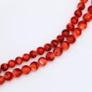 Natural Red Spiny Oyster Smooth Round Beads Size 6mm 7mm 16" Strand