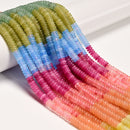 Gradient Multi-color Gemstone Smooth Rondelle Beads Size 2x6mm 15.5 Strand