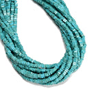 Blue Turquoise Square Heishi Disc Beads Size 2x4mm 15.5" Strand