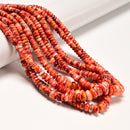 Natural Graduated Red Spiny Oyster Smooth Rondelle Beads Size2-5x5-10mm 16" Strd