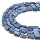 natural kyanite matte faceted cylinder tube beads 