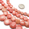 Pink Bamboo Coral Faceted Coin Beads Size 8mm 10mm 12mm 14mm 15.5" Strand