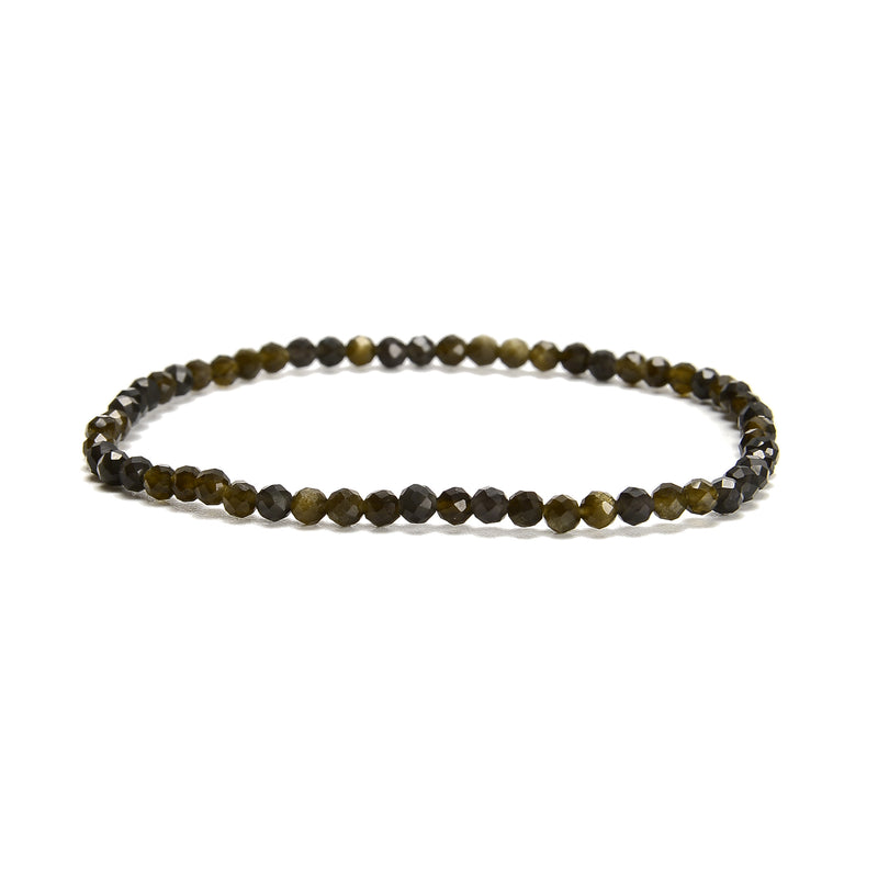 Natural Gemstone Faceted Round Beaded Elastic Bracelet 2mm 3mm 4mm 7.5'' Length