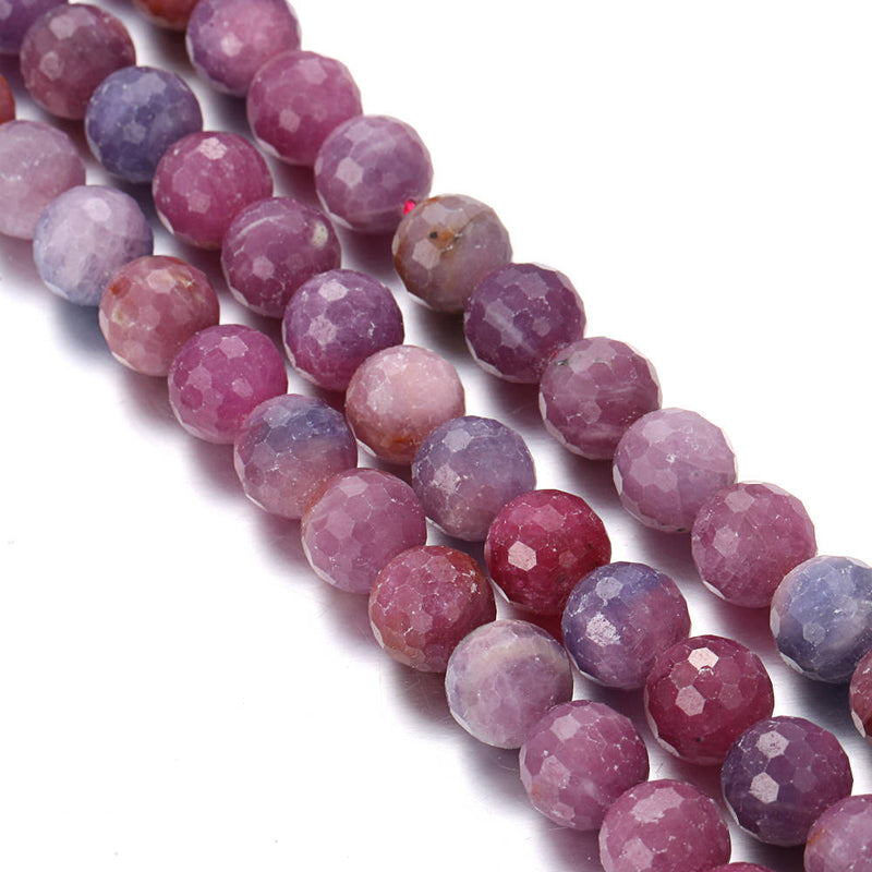 genuine ruby faceted round beads
