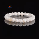 Natural White Agate Smooth Round Elastic Bracelet Bead Size 6.5-7mm 7.5'' Length