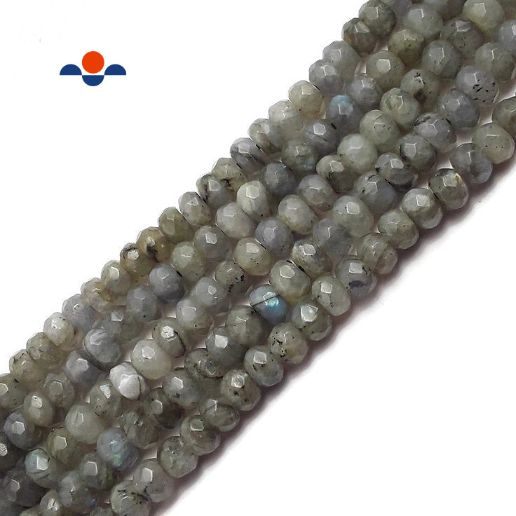 Labradorite Faceted Rondelle Beads Size 4x6mm 5x8mm 6x10mm 15.5" Strand