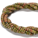 Natural Unakite Heishi Disc Beads Size 2x4mm 3x6mnm 15.5'' Strand