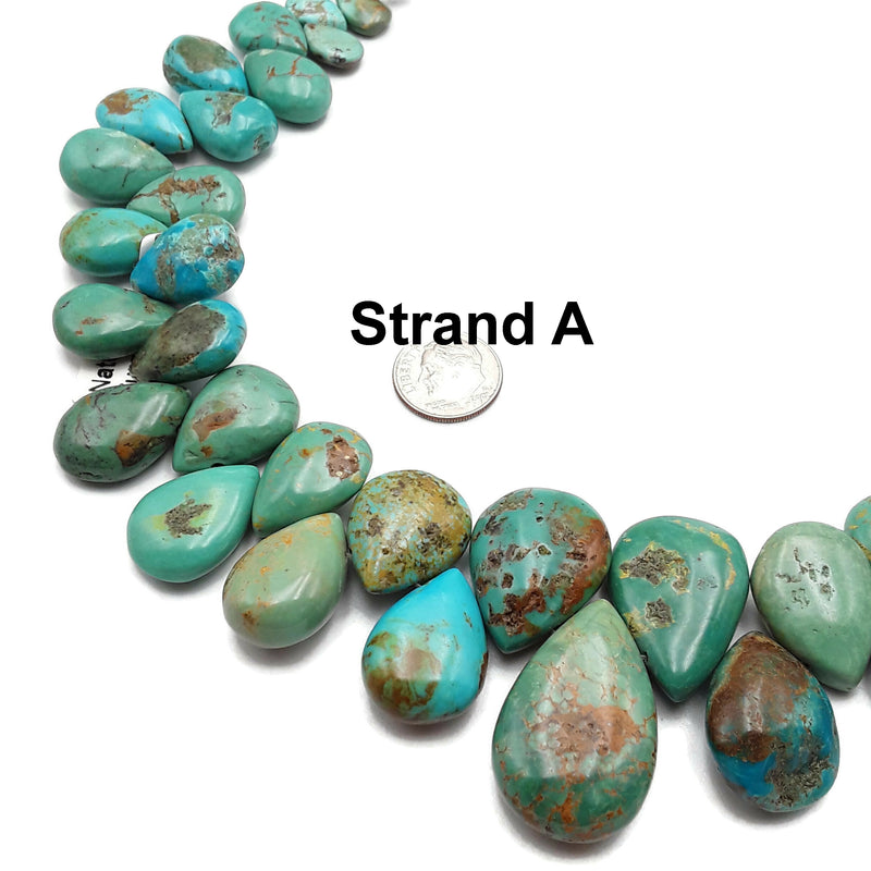 Genuine Natural Turquoise Graduated Smooth Tear Drop Beads 12-30mm 15.5" Strand