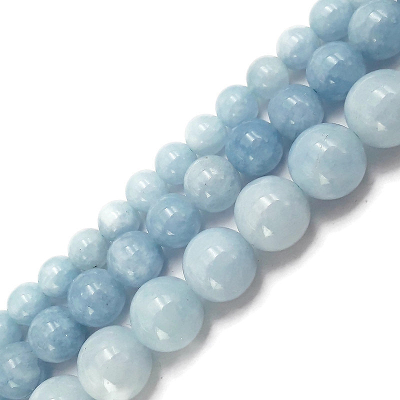 cloudy blue dyed jade smooth round beads