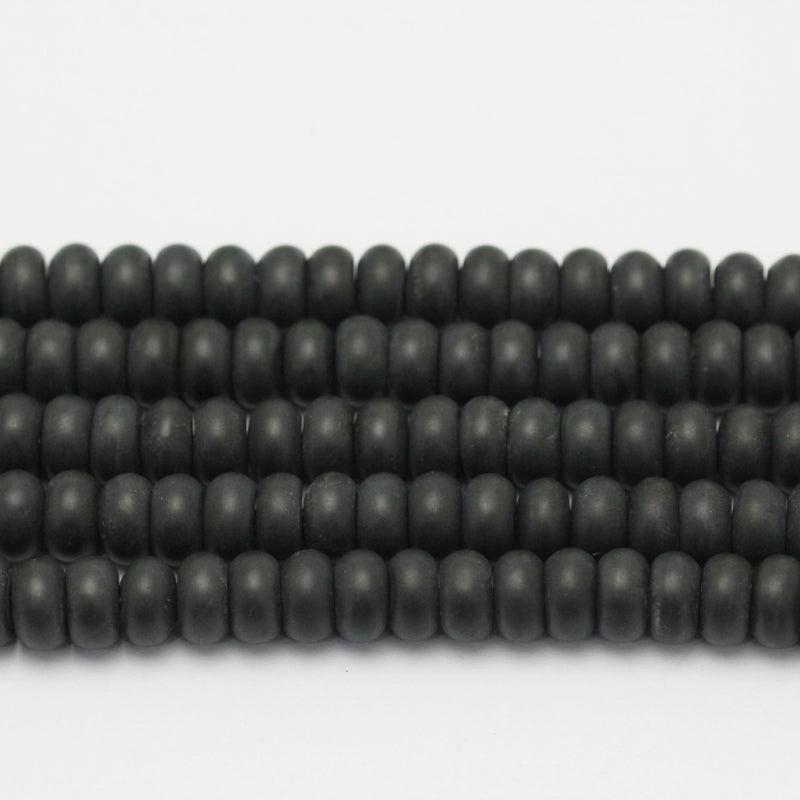 large hole black onyx matte rondelle beads
