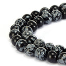 large hole snowflake obsidian smooth round beads