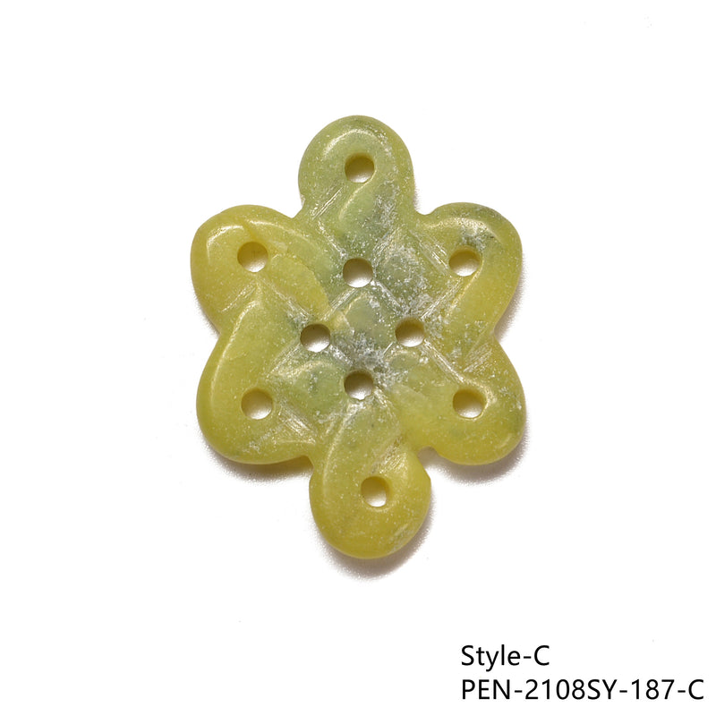 Natural Yellow & Dark Green Jade Hand Carved Pendant Five Styles Sold Per Piece