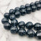 indigo gabbro smooth round beads