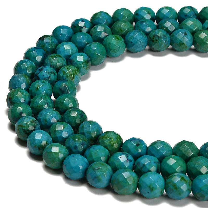 Azurite Faceted Round Beads Size 6mm 8mm 10mm 15.5'' Strand