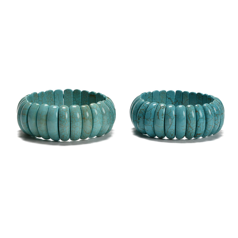 Blue Howlite Turquoise Double Drill Bangle Bracelet Beads Size 7x25mm 7.5''Long
