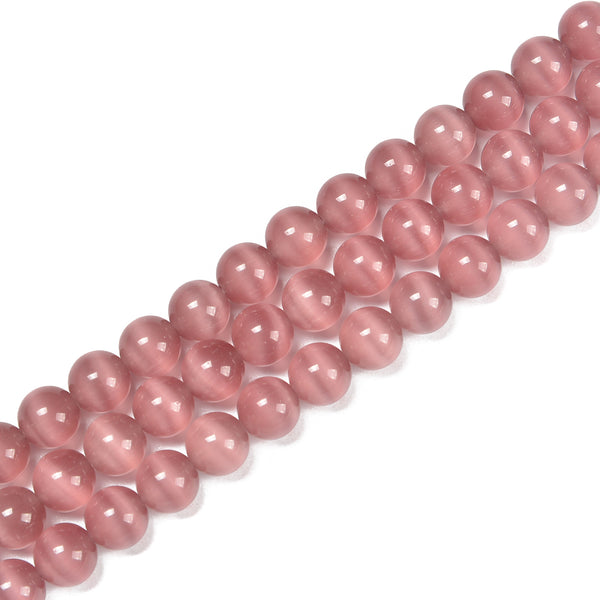  10mm Pink Cat Eye Beads Round Semi Precious Gemstone Loose Beads  for Jewelry Making (38-40pcs/strand)