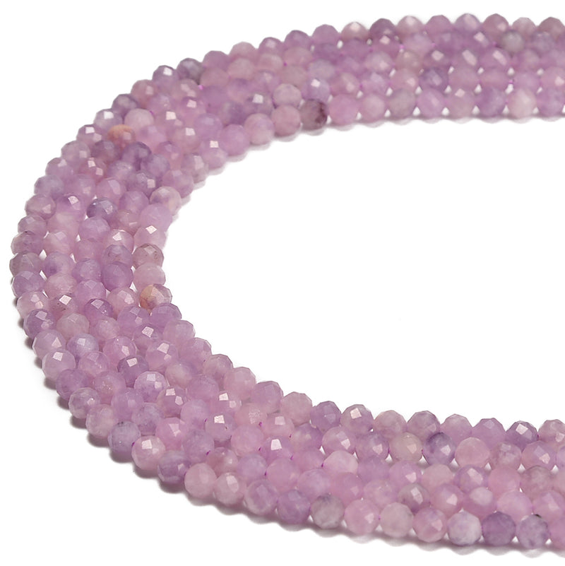 Natural Light Color Lepidolite Faceted Round Beads Size 4mm 15.5'' Strand