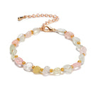Morganite Nugget Beaded Bracelet Gold Plated Clasp Bead Size 5-8mm 7.5" Length