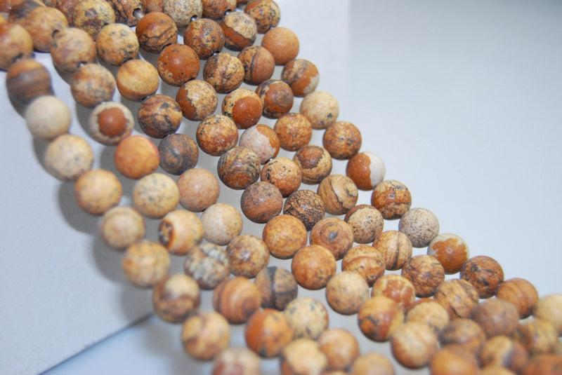 large hole picture jasper matte round beads