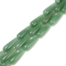 Natural Green Aventurine Smooth Full Teardrop Beads Size 10x30mm 15.5'' Strand