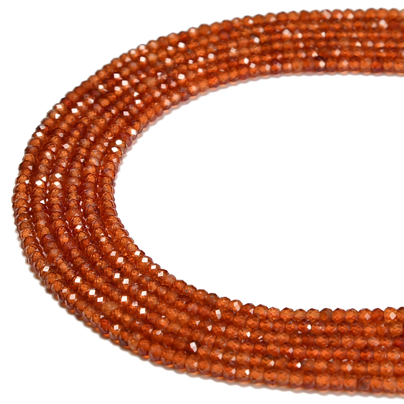 Natural Hessonite Orange Garnet Faceted Rondelle Beads Size 2x3mm 15.5'' Strand