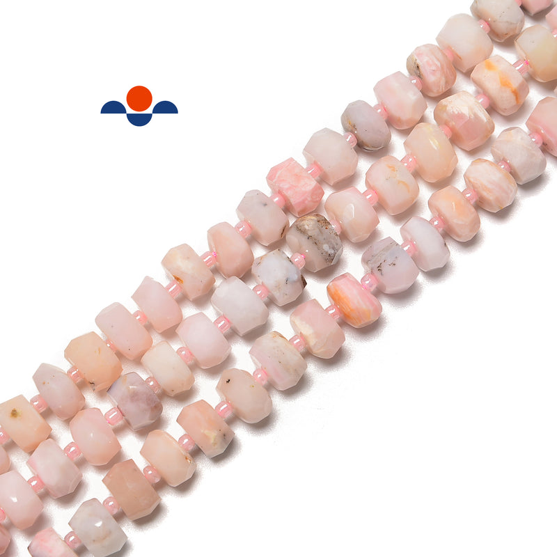 Pink Opal Faceted Rondelle Wheel Discs Beads Size 6x10mm 15.5" Strand