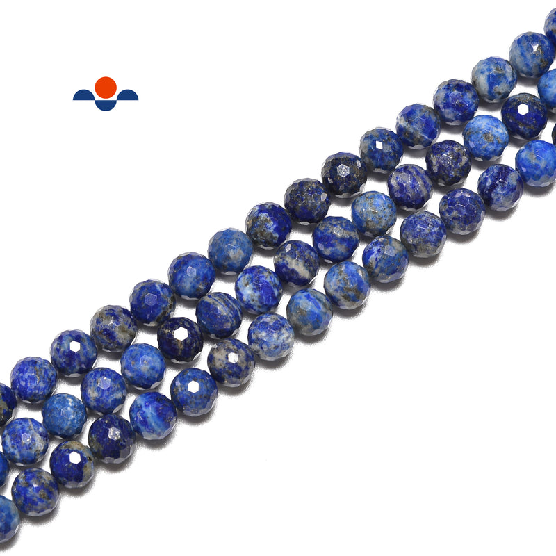 Natural Lapis Faceted Round Beads 5mm 6mm 8mm 15.5" Strand