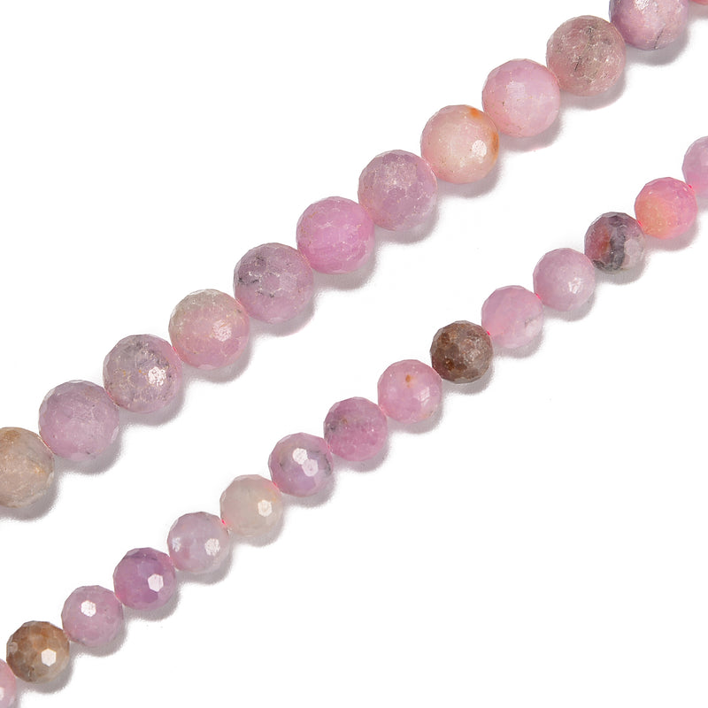 Natural Pink Ruby Faceted Round Beads Size 6mm 8mm 15.5'' Strand