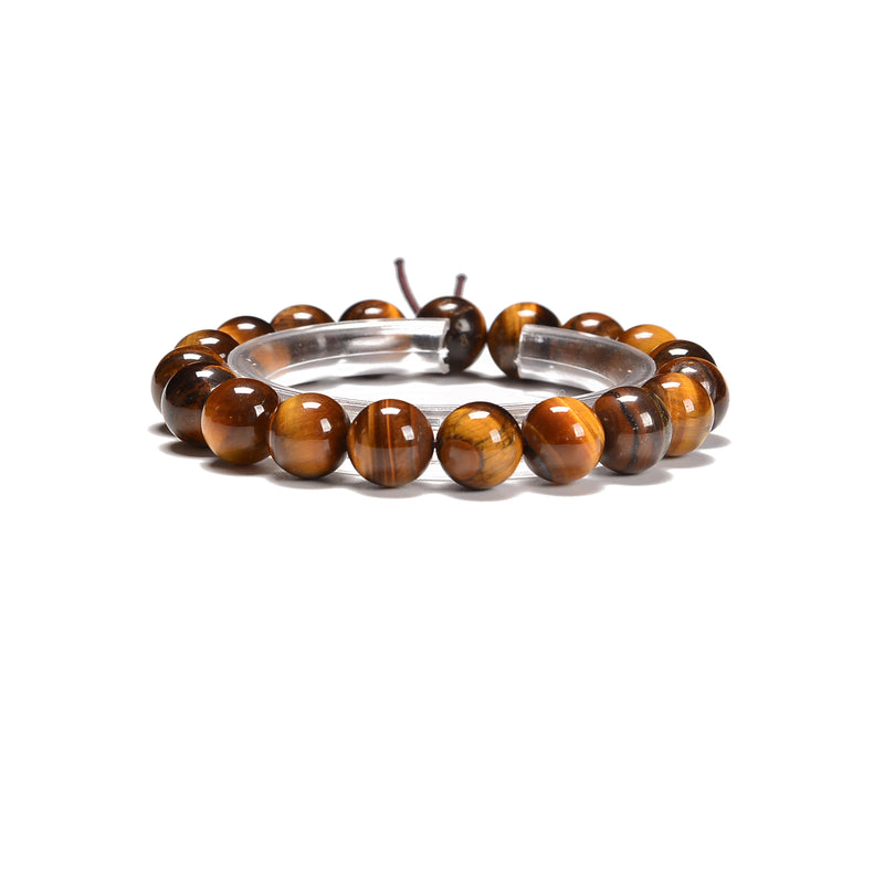 Yellow Tiger Eye Smooth Round With Guru Beaded Bracelet Size8mm 10mm 7.5''Length