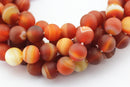 large hole red Striped agate carnelian matte round beads