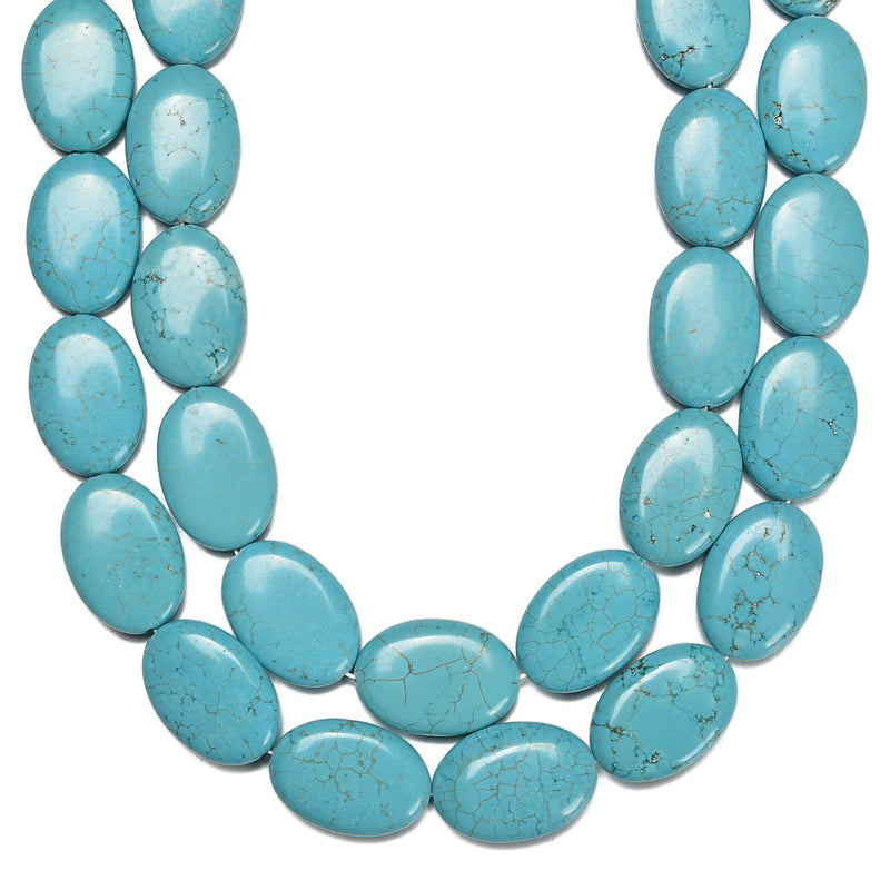 Blue Turquoise Oval Shape Beads Size 18x25mm 15.5'' Strand