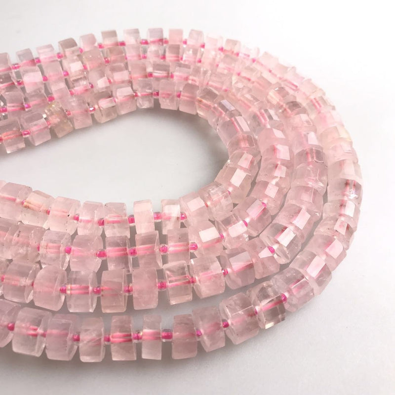 rose quartz faceted rondelle wheel Discs beads 