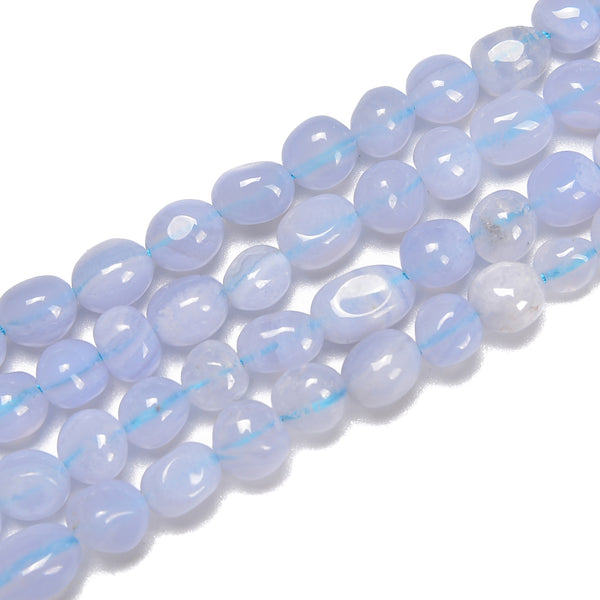 Natural Blue Lace Agate Pebble Nugget Beads Size 6-7mm 15.5'' Strand
