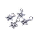925 Sterling Anti-Silver Five-pointed Star Pendant Charm 12x14.5mm 5Pcs/ Bag