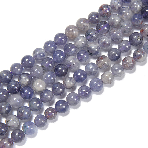 Natural Purple Blue Iolite Smooth Round Beads Size 6mm 15.5'' Strand