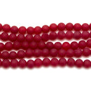 red dyed jade matte round beads
