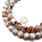 White & Brown Crackled Fire Agate Faceted Round Beads Size 12mm 14mm 15.5" Strand