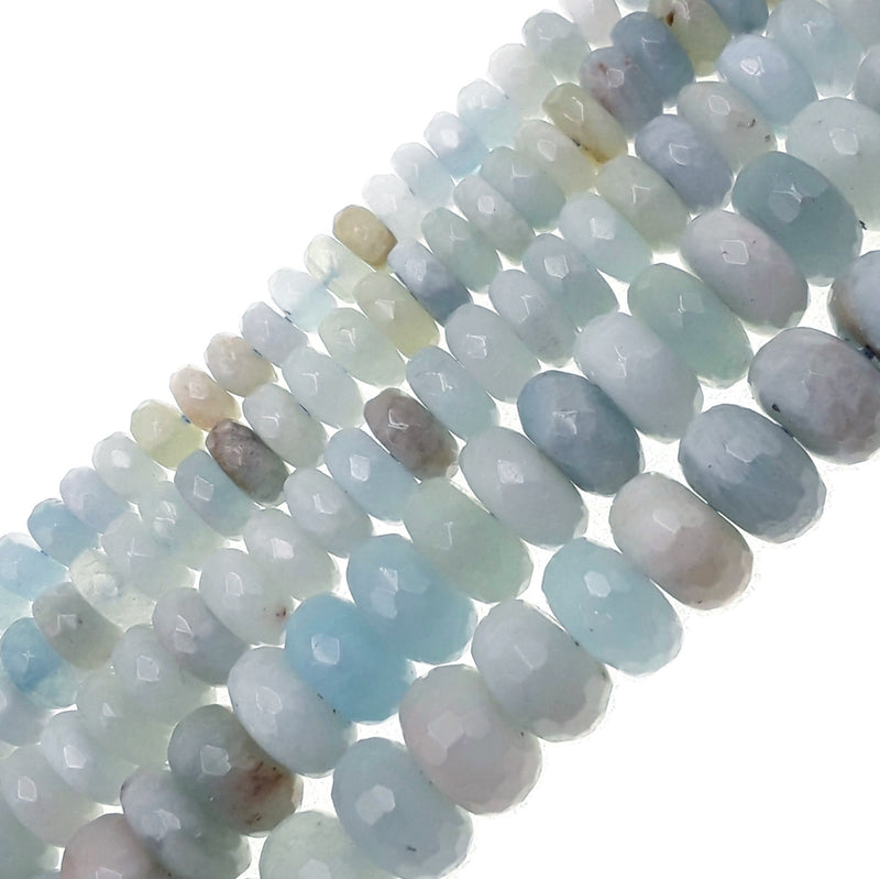 multi blue aquamarine faceted rondelle beads