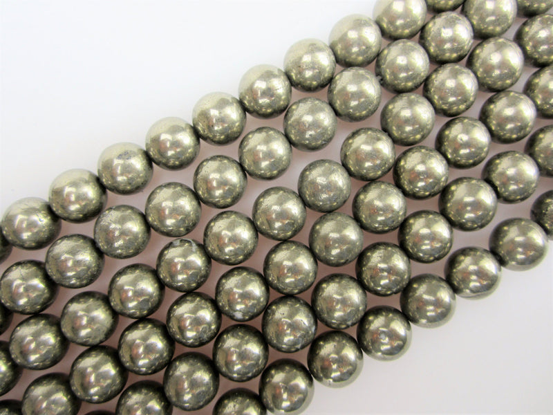 pyrite smooth round beads