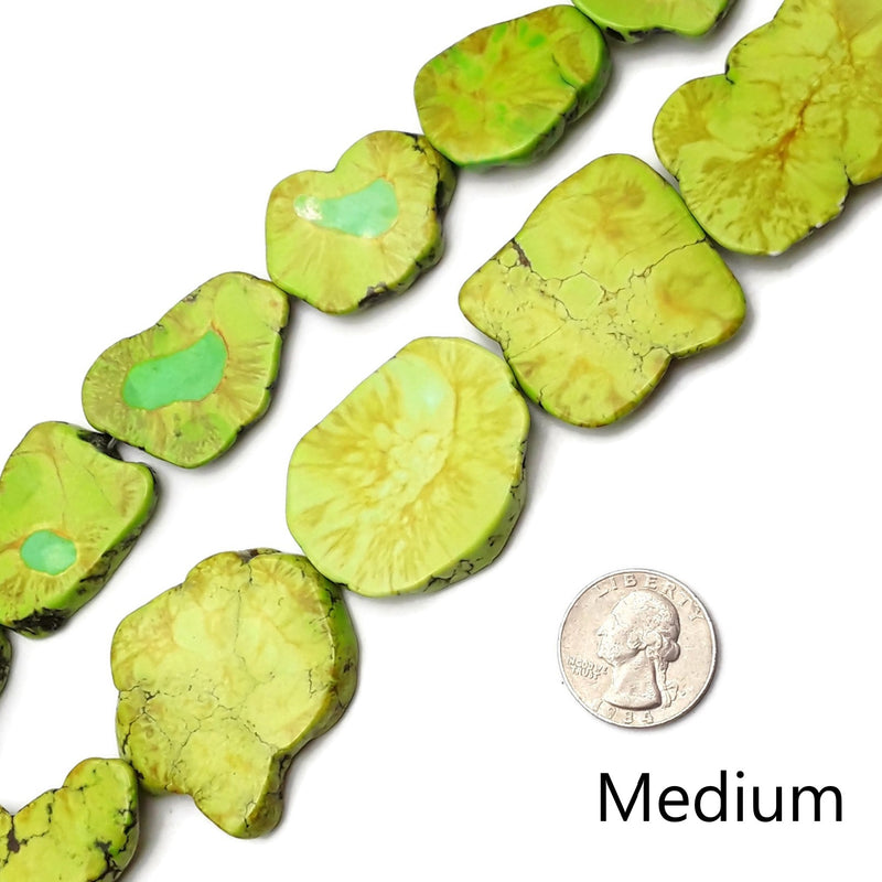 Green Magnesite Turquoise Freeform Slab Slice Beads 25-55mm 15.5" Strand